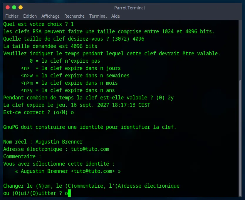 Entering user identity details
