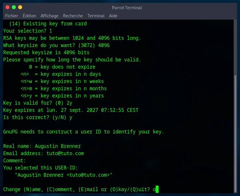 Entering user identity details