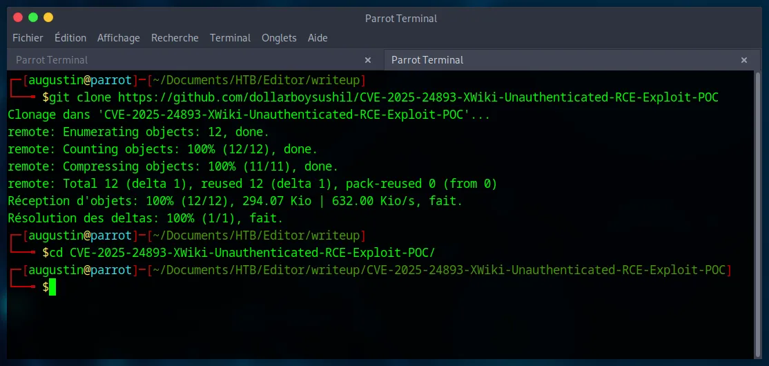 Cloning the exploit repository